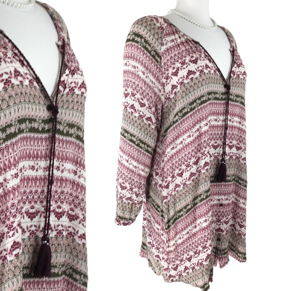 Cloud Chaser Button Up Burgundy Green Long Sleeve Pheasant Top size 1X - Picture 3 of 16